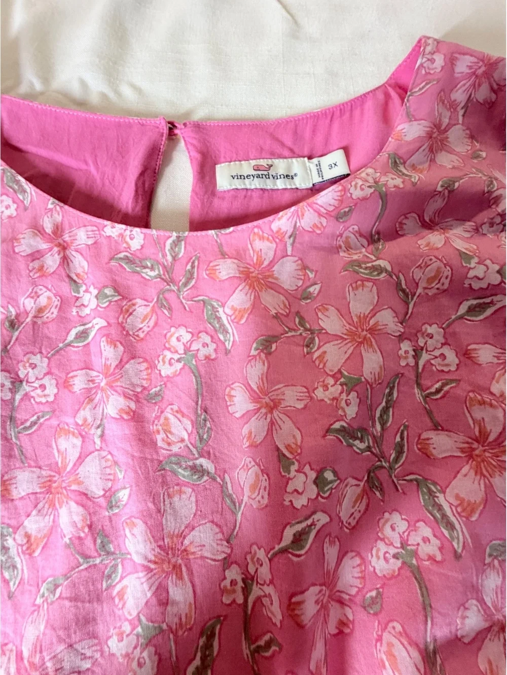 Vineyard Vines Women's 3X Pink Floral Long Sleeve Dress Cotton Rayon Blend
